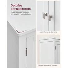 Bathroom Cabinet, Bathroom Cupboard, Kitchen Cabinet, With 4 Doors, Adjustable Shelves, 30 X 60 X 110 Cm, White MBBC552P31 - 卡其色 - 查看 7