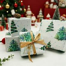 10/30/50 Sheets Wrapping Tissue-Beautiful Christmas Tree Golden Star Pattern Wrapping Paper, Birthday Party Decorating Paper, Gift Wrapping Tissue, Suitable For, Bouquet Wrapping, Wedding Decoration, Christmas, Valentine'S Day, Halloween, Summer - View 1