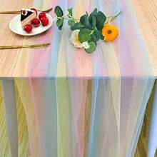 1 Roll Rainbow Gradient Tulle Fabric - 1/2/3 Meters, Soft Gradient Design, Suitable For Birthday Party Backdrop, Table Decor, Gift Wrapping And DIY Crafts, Machine Washable, Soft Texture. - Rainbow - View 2