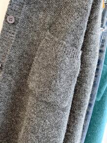 Plus Size Women's Elegant Solid Color Knit Cardigan With Pockets, Casual Slouchy Comfortable Autumn/Winter Knit Outerwear Fall - Grey - View 3