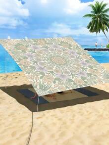 1pc Plant Leaf Floral Print Design Sunshade Awning, Outdoor Shade Cloth And Canopy, 2D Flat Printed Tent, Washable, Suitable For Garden, Camping, Beach, Yard, Poolside And More, Poles Not Included - Multicolor - View 37