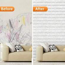1/5/10/20 piezas Papel tapiz autoadhesivo con patrón de ladrillo 3D, pegatina de pared de espuma a prueba de agua y anticolisión, pegatina decorativa con textura de ladrillo blanco, adecuada para dormitorio, sala de estar y renovación de hogar de alquiler, decoración de baño y cocina, pegatina de pared de ladrillo de espuma autoadhesiva a prueba de agua y humedad (5 piezas/set) - Varios estilos - Ver 5