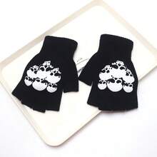 5 Pairs Men's Halloween Decorative Warm Gloves, Autumn/Winter Fingerless Knit Gloves With Fashionable Skeleton Hand Pattern - Multicolor - View 4