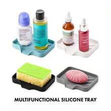 1pc Self-Draining Soap Dish Tray, Suitable For Bathroom Sink, With Waterfall Drainage Design Soap Holder - Multicolor - View 2
