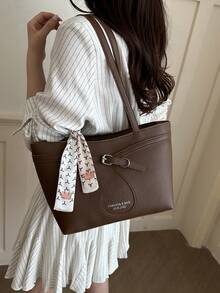 Bolso Tote de Lujo Ligero Nuevo Diseño de Moda PU de Alta Gama - Café - Ver 5