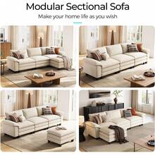 LINSY Home - Sofá de sofá de Dos plazas de Nube, Modular, de 90 Pulgadas, sofá de Pana, Suave, Moderno, cómodo, para Sala de Estar, Departamento, Oficina, Color Beige - Beis - Ver 7