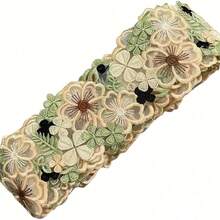 1 yarda de encaje soluble en agua de 6.5 cm de ancho, color café vintage elegante con contraste, con flor 3D de cinco pétalos + decoración de enredadera de hojas verdes, cinta de satén, accesorios DIY para ropa y hogar, accesorios para vestido de novia, cabello, cortinas, embalaje floral, accesorios de tela hechos a mano exquisitos - multicolor - Ver 6