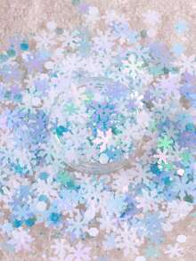 四季主題美甲亮片，雪花楓葉小花混色全息亮片，春夏秋冬 DIY 可穿戴美甲奶油膠裝飾亮片美甲飾品 - 彩色 - 查看 8