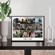 1pc Personalized Couple Anniversary Custom Poster, Suitable For Special Occasions Or Anniversary Celebrations, Custom Wall Art, Unforgettable Gift For Partner, 1st Anniversary Gift, Photo Customization, Customizable Content, Optional Frame - Multicolor - View 11