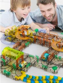 Transparent Electric Track Train, Children's Educational DIY Assembly Snap-Together Track Car, Electric City Train Set, Versatile Adventure Track Toy, Birthday Gift For Boys And Girls, Holiday Gift, Halloween And Christmas Gift - Multicolor - View 1