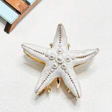 Multiple Cute Ocean Series Enamel Metal Claw Clips, Cartoon Rhinestone-Inlaid Starfish And Anchor Series, Rich And Even Color, Embedded With Exquisite Rhinestones, Versatile Sweet Hair Accessories For Students, Daily Commute, Dating, Beach Vacation, 3D Delicate - Big Starfish - View 13