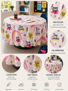 1pc-Back To School Table Cover Inspirational Rainbow Star Motivational Words Tablecloth, Welcome Back Student First Day Of School Decor Rectangular Round Table Cloth Classroom Teacher Desk Back To School Party Decoration - Multicolor - View 3
