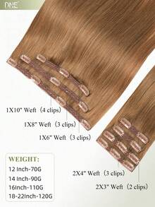 DNE HAIR 7件組夾式真人髮接片 120G 6#淺棕色 雙層髮束隱形夾片 Remy髮接片 無縫柔軟厚髮尾 防脫落可重複使用 適合細髮女性女孩 沙龍日常婚禮派對造型 - S6 - 查看 2