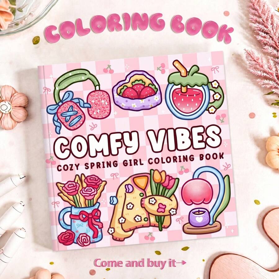 40 Pagine - 200g, Libro da Colorare alla Moda e Fresco, Stile Dolce e Rilassante, Schema di Colori Bianco e Rosa, Disegni Casual da Colorare, Adatto per Cancelleria e Forniture Scolastiche, Regalo Perfetto per Ragazze, Regalo per la Stagione del Ritorno a Scuola. - Atmosfera confortevole - Visualizzare 1