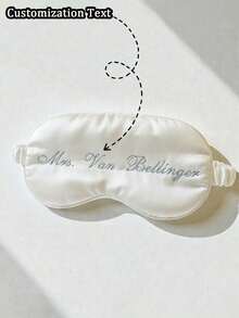 1pc Customized Embroidered Cute & Comfortable Sleep Mask, Personalized Name Sleep Mask, Best Bridesmaid Gift, Bridal Party Gift, Personalized Wedding Gift, Birthday Gift, Party Favor, Anniversary Gift, Unique Small Gift - White - View 2