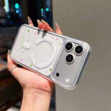 スマホケース - ラッキークローバーとかわいいいコミック柄の透明スマホケース、強力な2-in-1マグネット、指紋防止、アクリル作るバックパネル、 17/17 Pro/17 Pro Max/17 Air/16/16 Plus/16 Pro/16 Pro Max/15/15 Plus/15に対応 - クリア - チェックする 3