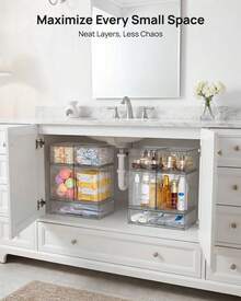 Vtopmart Stackable Storage Drawers, Acrylic Organizer With 24 Non-Slip Mats, Bathroom Organizer For Changing Table, Bathroom (5 Pack: Wide + Tall + Small) - 5 件裝:寬版 + 高版 + 小版 - 查看 6