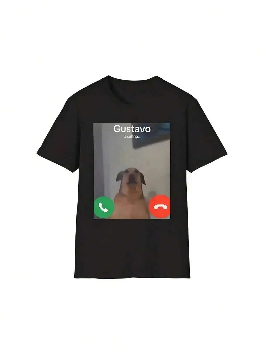 GustavoElDog It's Calling T-Shirt - 80% Cotton, Men's Loose Fit, Perfect Gift Idea For Easter, Halloween, Thanksgiving And More BCM1 - 黑色 - 查看 1