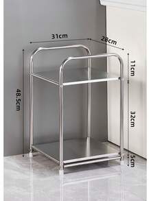 1 Peça Mesa de Cabeceira Moderna com Estrutura de Aço Inoxidável, com Espaço de Armazenamento, Prata, Prateleira de Armazenamento Doméstico, Sem Montagem Necessária, Altura Abaixo de 27 Polegadas, Design Economizador de Espaço, Sem Energia Necessária, Adequado para Sofá e Cozinha, Prateleira de Armazenamento Prática - Multicolorido - Visão 11