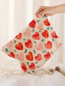 1 pieza Bolsa de almacenamiento de cosméticos portátil con estampado de corazón, impresión de doble cara, bolsa de maquillaje con cremallera para viajes, organizador multifuncional de artículos de tocador - Multicolor - Ver 5