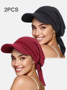 2 piezas Sombrero con pañuelo de ala ancha con lazo para mujer, primavera/verano, sombrero de protección solar para exteriores con cinta, adecuado para uso diario - Multicolor - Ver 12