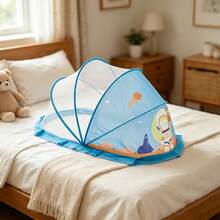 Foldable Baby Mosquito Net Adorable Cartoon Pattern Portable Mosquito Shield For Travel Home Daily Use - Blue - View 5
