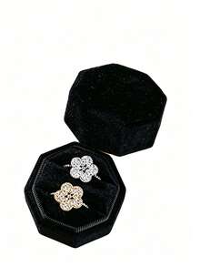 1pc Velvet Ring Box, Hexagonal 3-Slot Ring Box, Suitable For Wedding Ceremony, Can Hold Multiple Rings, White Engagement Wedding Commemorative Box, Wedding Ring Storage Box, Engagement Ring Organizer Box - Multicolor - View 26