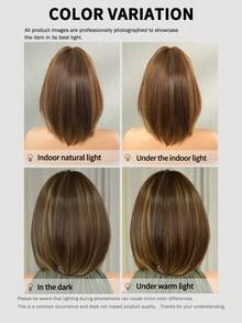7JHH WIGS 蜂蜜棕短波波頭女用假髮,附瀏海,12英吋直髮合成纖維,免膠水耐熱纖維,逼真輕盈,適合日常與派對穿戴 - 挑染棕色 - 查看 8