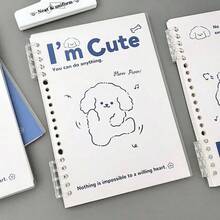 1PC Happy Puppy Loose Leaf Notebook - Random Style - Detachable Diary Notebook INS Style High Aesthetic Notebook - Minimalist High School Student Notepad School Supplies - A - View 6