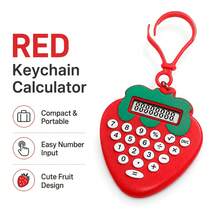 Cartoon Strawberry Pendant Mini Calculator, 5-Color Soft Cute Fruit Shape, Rounded Edgeless Body, Matching Color Hanging Ring, Compact And Portable, Clear Digital Small Screen, Girls' Backpack Charm, Desktop Ornament, Cute And Practical Portable Calculator Accessory - Single Piece - View 13