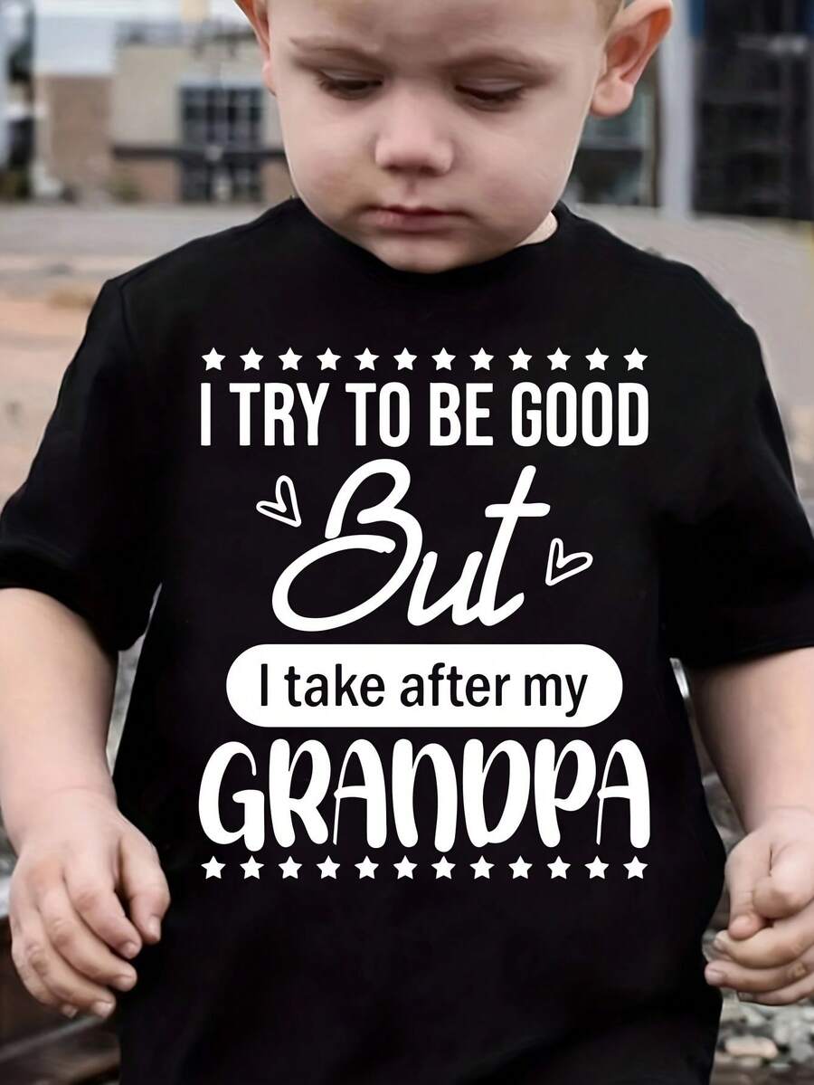 100% Cotton T-Shirt With The Print "I Tried To Be A Good Person, But I Ended Up Like My Grandfather" - Casual Summer T-Shirt With A Round Neck, Suitable For Everyday Wear And For Layering - 黑色 - 查看 1