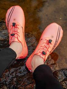 Herren Outdoor Bach-Wadeschuhe, Strand Reise Lässig Schuhe, leichte atmungsaktive Herrenschuhe, Sport Fitness Laufschuhe, Große Größen 39-46 Paarschuhe für Männer und Frauen, tägliche Trainings Yoga Schuhe (asymmetrisches Muster) - orange - Übersicht 10