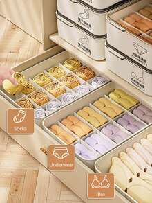 1pc Underwear Storage Box, Wardrobe Organizer For Bras, Underwear, Socks, Drawer Divider, Home Clothing Storage, Gift For Friends, Siblings, Parents, Christmas Gift - Multicolor - View 6