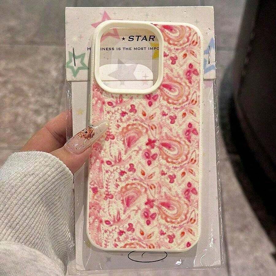 Funda de Celular 2026 Juvenil y Moderna, 1 pieza, Material TPU, Elegante Diseño Floral con Lazo de Bailarina Rosa, Compatible con/ Teléfonos, Versión Internacional, No la Versión Nacional - Blanco 6 - Ver 1