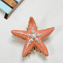 Multiple Cute Ocean Series Enamel Metal Claw Clips, Cartoon Rhinestone-Inlaid Starfish And Anchor Series, Rich And Even Color, Embedded With Exquisite Rhinestones, Versatile Sweet Hair Accessories For Students, Daily Commute, Dating, Beach Vacation, 3D Delicate - Big Starfish - View 12