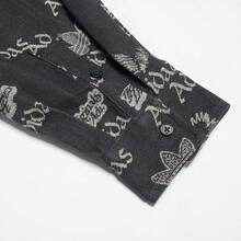 Adidas 男士經典舒適印花運動休閒長袖翻領襯衫，春秋款，JN1663 - 中牛仔黑/白 - 查看 5