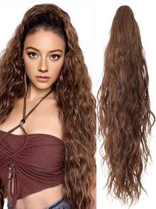 26 Inch Deep Brown Water Wave Curly Ponytail Hair Bundle, Soft And Natural, Suitable For Women - Multicolor - View 12