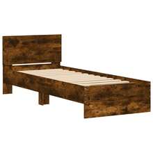 vidaXL Cadre de lit sans matelas avec tête de lit chêne defumado 90x190 cm - Castanho - Ver 2