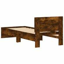 vidaXL Cadre de lit sans matelas avec tête de lit chêne defumado 90x190 cm - Castanho - Ver 7