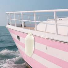 68*21cm White Inflatable Ribbed Boat Fenders, Durable Marine Anti-Collision Docking Bumpers, Portable Inflatable Hull Protection Cushion For Yacht, Fishing Boat, Rib Boat Mooring And Marina Docking Use - 白色 - 查看 4