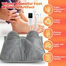 Hailicare Electric Heating Foot Warmer Pad(40*40cm),9-Gear Temperature Settings 4-Level Timing Super Soft Fabric Hand&Machine Washable,Foldable And Portable Electric Blanket,Fast Heating, Suitable For Bed, Office, Under Desk - Grey - View 2