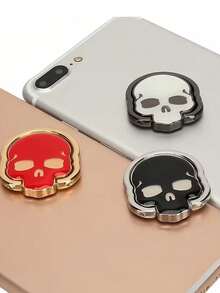 1 pieza Soporte de anillo para teléfono con diseño creativo de calavera de Halloween, rotación de 360 grados, aleación de zinc, soporte de anillo multifuncional, conveniente de usar y transportar. - Multicolor - Ver 6