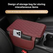 Funda protectora Universal para consola central de coche, cojín para reposabrazos con bolsillo, alfombrilla para reposabrazos, soporte para codo, almacenamiento de reposabrazos - Marrón - Ver 8