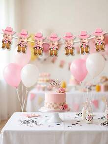 Custom Baby Photo Cowboy Cowgirl Garland Banner,Western Cow Rodeo Bunting,My First Rodeo/First Birthday/Baby Shower Party Decor Banner,Wild West Decor - Multicolor - View 4