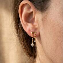 1 pièce Boucle d'oreille de cartilage en argent sterling 925 avec chaîne à franges et étoile en zircone cubique, bijou cadeau pour femmes pour usage quotidien, rendez-vous, Saint-Valentin et mariage - #4 - Voir 8
