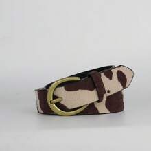 1 pieza Cinturón casual de PU marrón vintage para mujer, con hebilla de metal bronce antiguo, adecuado para jeans, pantalones de verano, escuela de otoño, otoño, Halloween - Camel - Ver 9