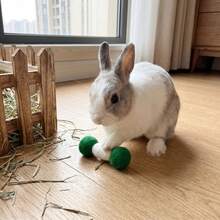 3pcs/Set-Random Color Pet Rabbit Felt Ball With Built-In Bell Dumbbell Shaped Toy - Rabbit Bite And Toss Toy - Consume Rabbit Energy - Simple Play - Toss And Sound To Attract Pet Interest - Rabbit Toy Rabbit Supplies Small Animal Toy - Multicolor - View 4