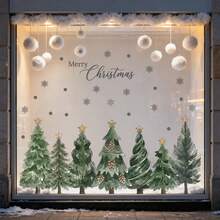1pc Christmas Theme Window Sticker, Christmas Tree And Snowflake Pattern, Self-Adhesive Exquisite Floral Decorative Sticker, Suitable For Bedroom And Home Decor, Applicable To Smooth Surfaces, New Year Gift - View 5