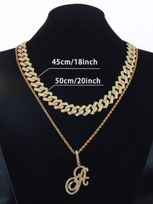 Fashion Minimalist Cursive Initial Pendant A-Z Necklace Layered Chain Twisted Chain Punk Rock Rapper Hip Hop Chain, Birthday Gift For Friends And Besties, Party Gift - Hip Hop Letter Necklace - View 6