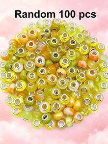 10/100/500 peças Contas Europeias de Aço Multicoloridas de 14 mm, Contas de Furo Grande para Pendentes e Pulseiras em Lote para Fabrico de Joias, Contas Espaçadoras Decorativas de Vidro Murano para Artesanato e Estacas de Jardim (Cores Mistas) - Multicolorido - Ver 34
